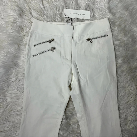 New Veronica Beard Roxy Baby Bell Front Zip Pocket Ankle Pant White - Picture 4 of 12